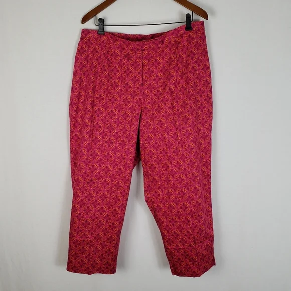 EUC Pink Vibrant Patterned Ankle Pants Women's Size 18W - Picture 3 of 7